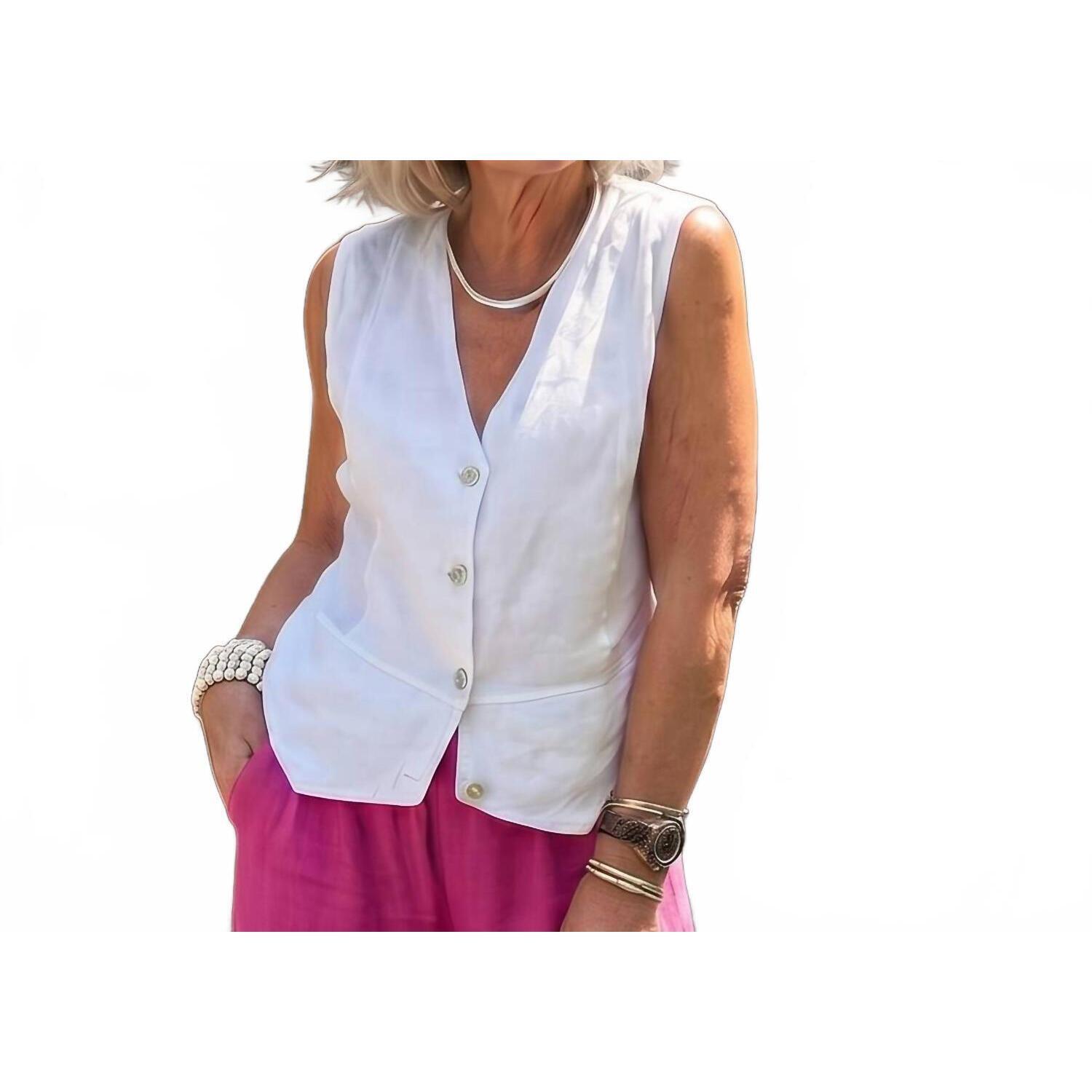 New Made In Italy The Everyday Linen Waistcoat In White